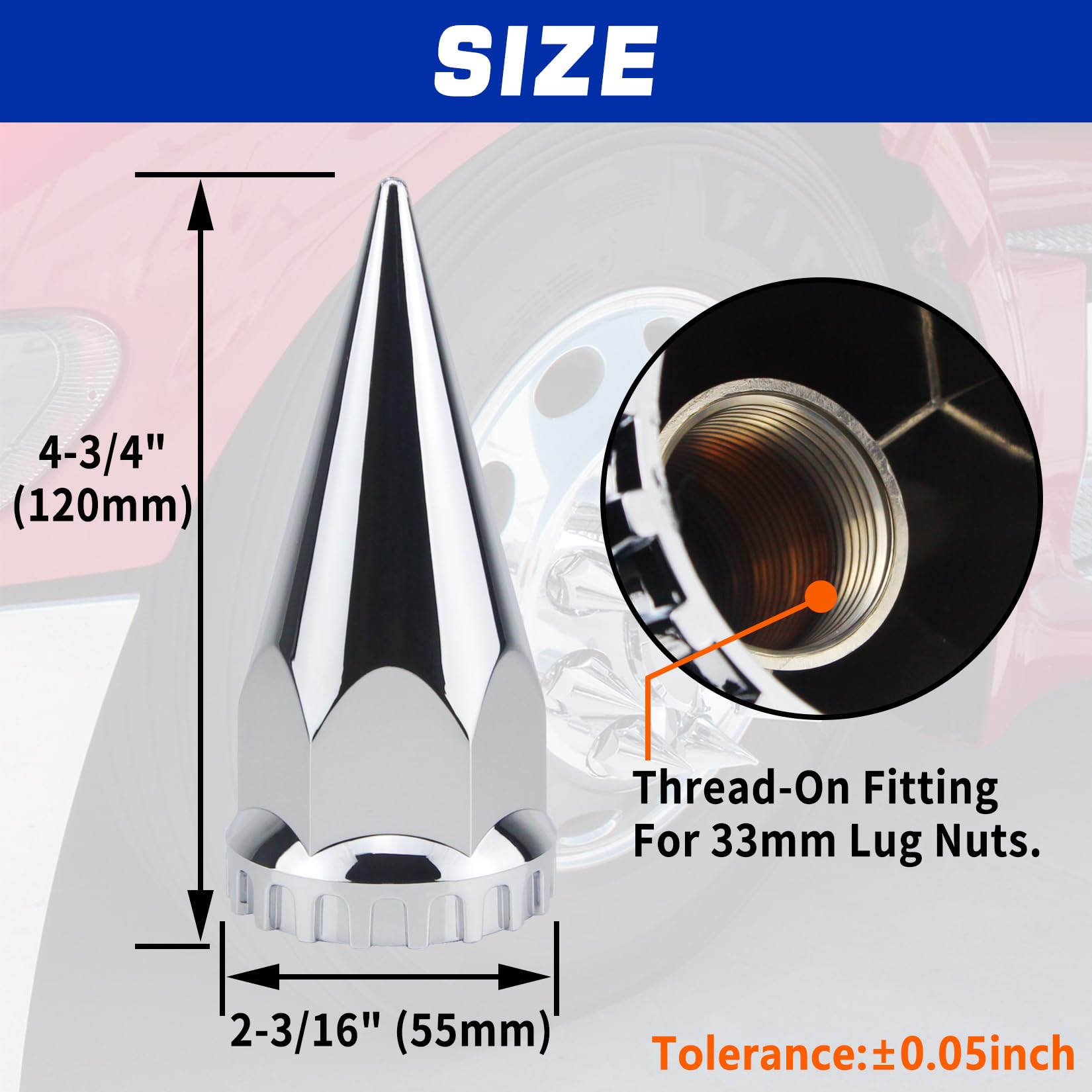 GREPSPUD chrome-plated surface detail showing glossy finish and long-lasting shine