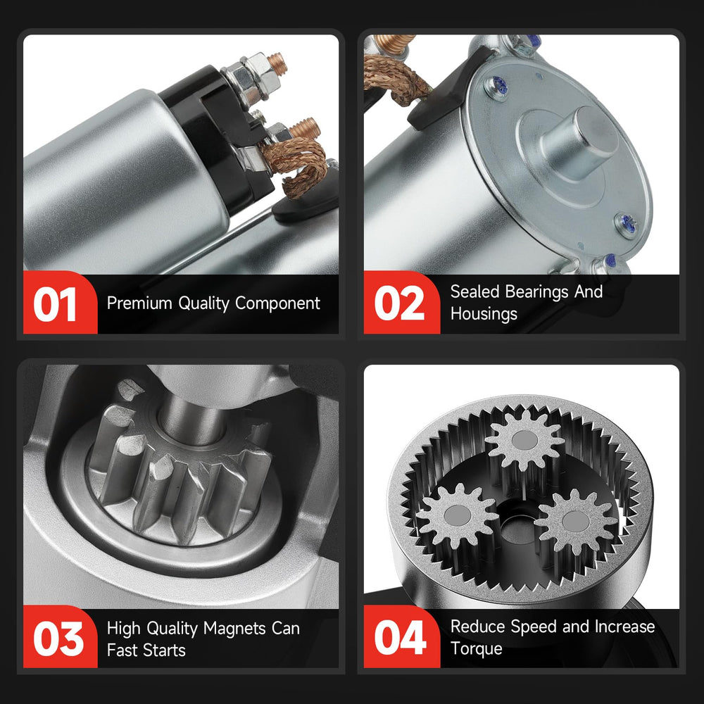 Grezuton starter installed in engine bay demonstrating direct-fit replacement benefit