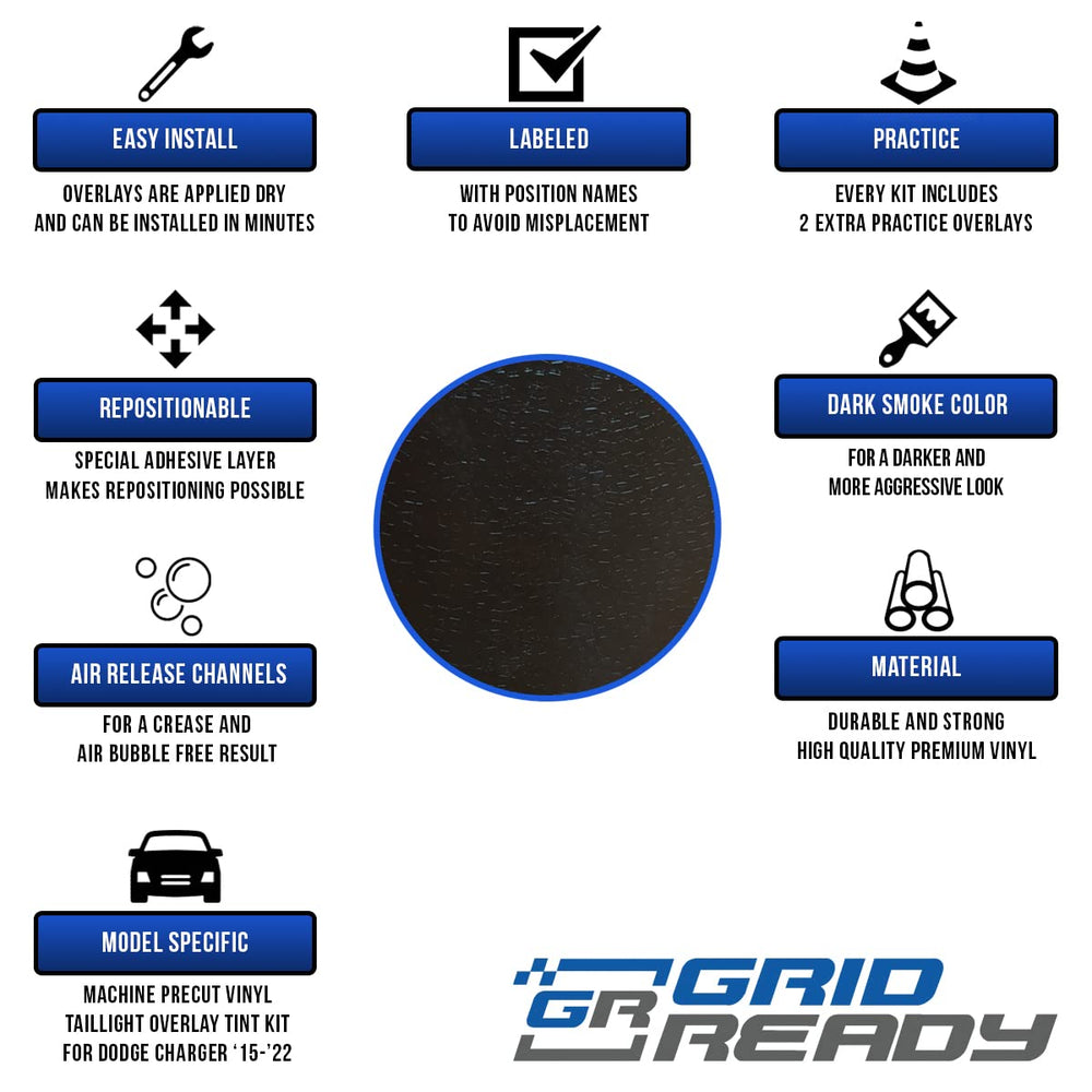 GRIDREADY side-by-side stock and smoked taillight comparison showing visual upgrade