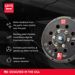 Griot's Garage black finishing pad shown refining paint for reduced micro-swirls