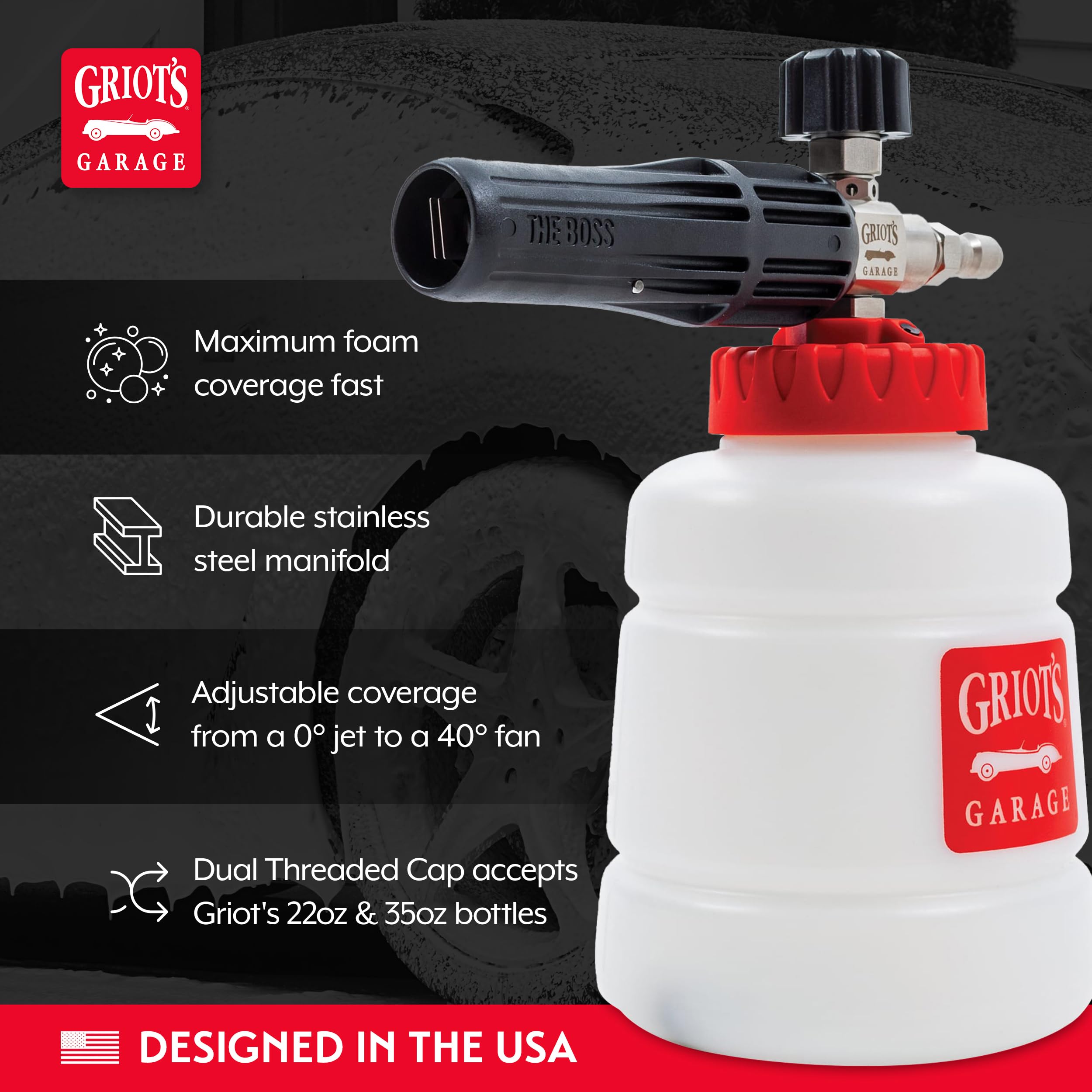 Griot's Garage Auto-Mix bottle attachment showing easy concentrate use and no-mess mixing benefit