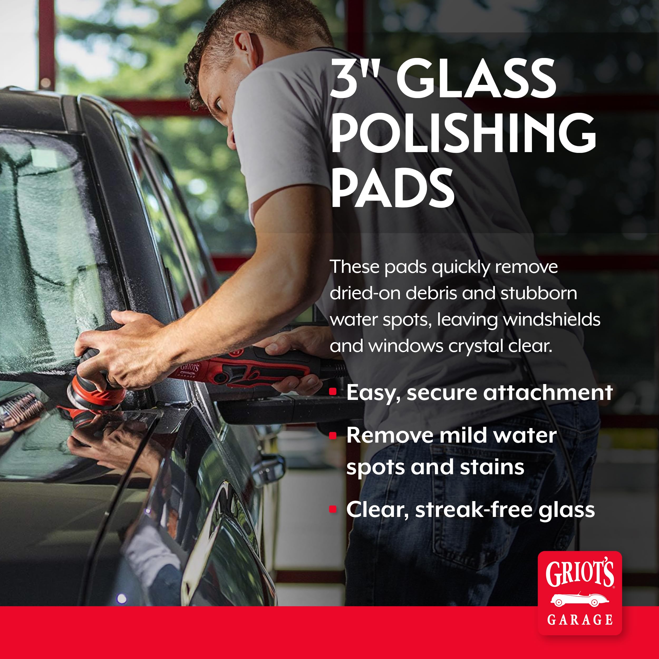Griot's Garage pad back with hook-and-loop for fast attachment and secure polisher grip