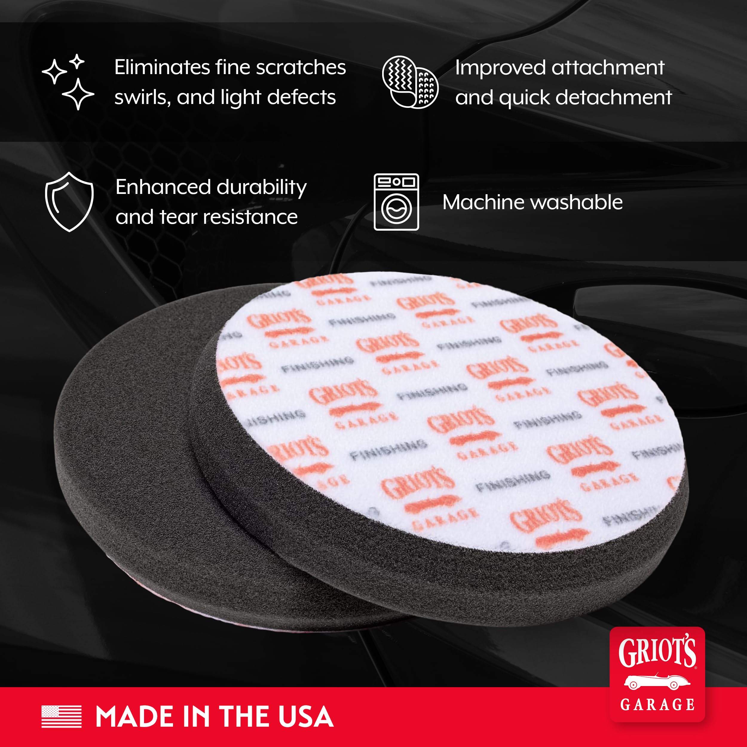 Griot's Garage micro hook-and-loop backing detail for secure attachment