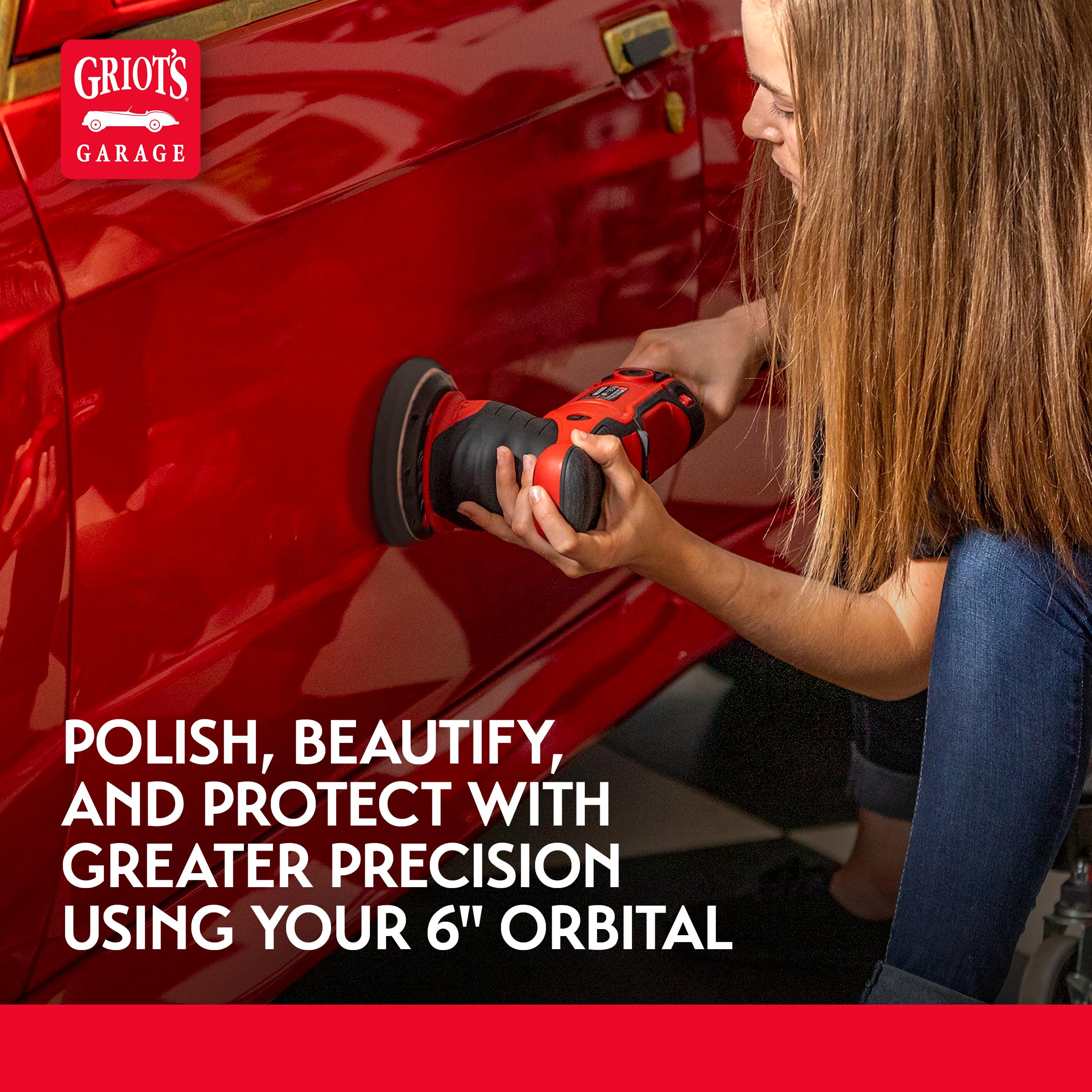 Griot's Garage conversion kit installed on orbital polisher demonstrating improved handling
