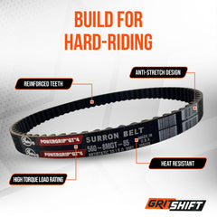 GritShift side view showing 16mm width for improved tracking benefit