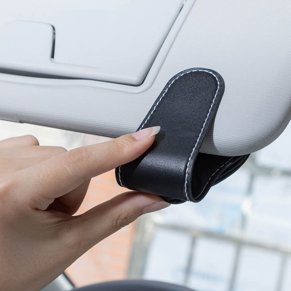 GshionLyfe mounted on Mercedes visor illustrating quick one-hand access