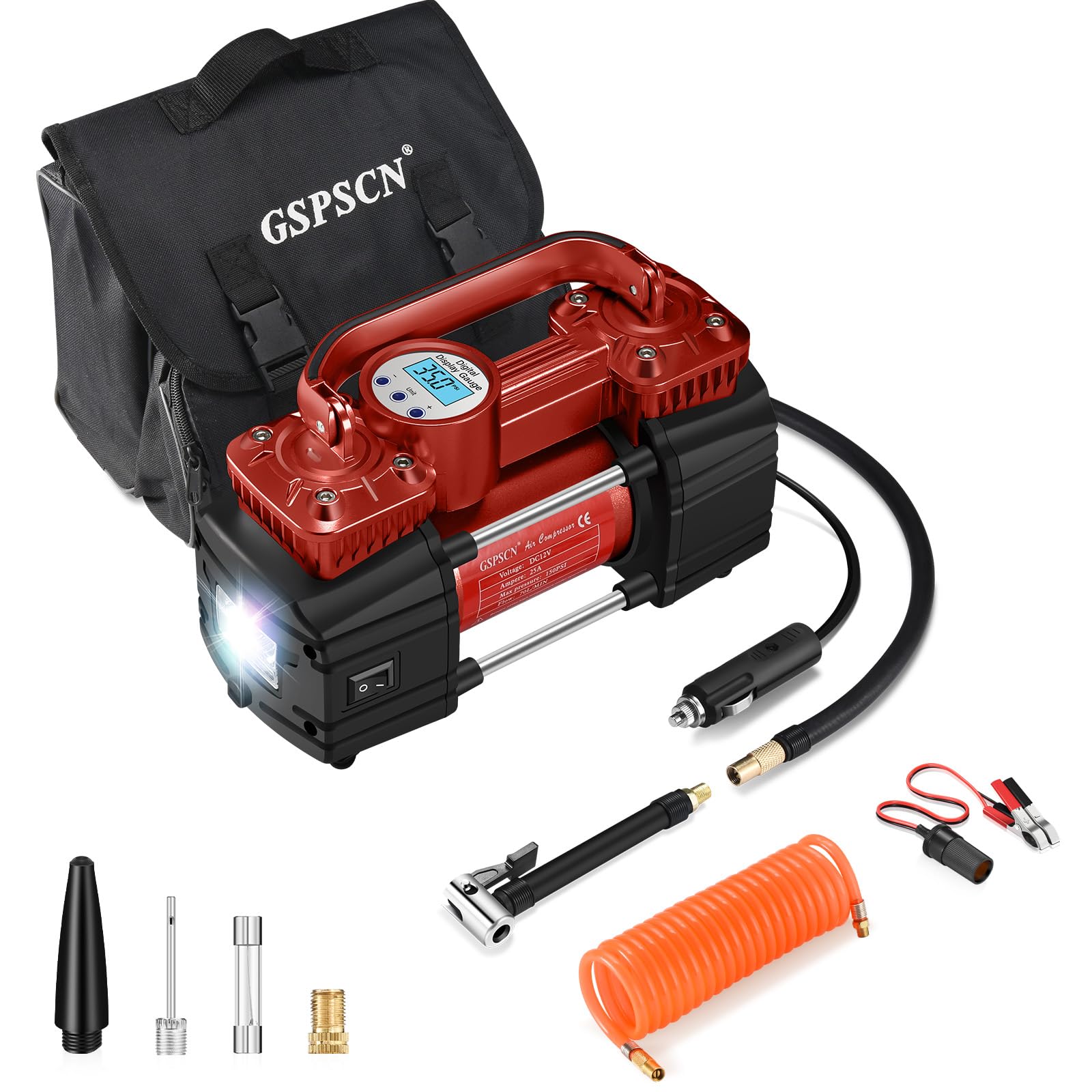 GSPSCN front view of compressor showing compact heavy-duty body and fast inflation