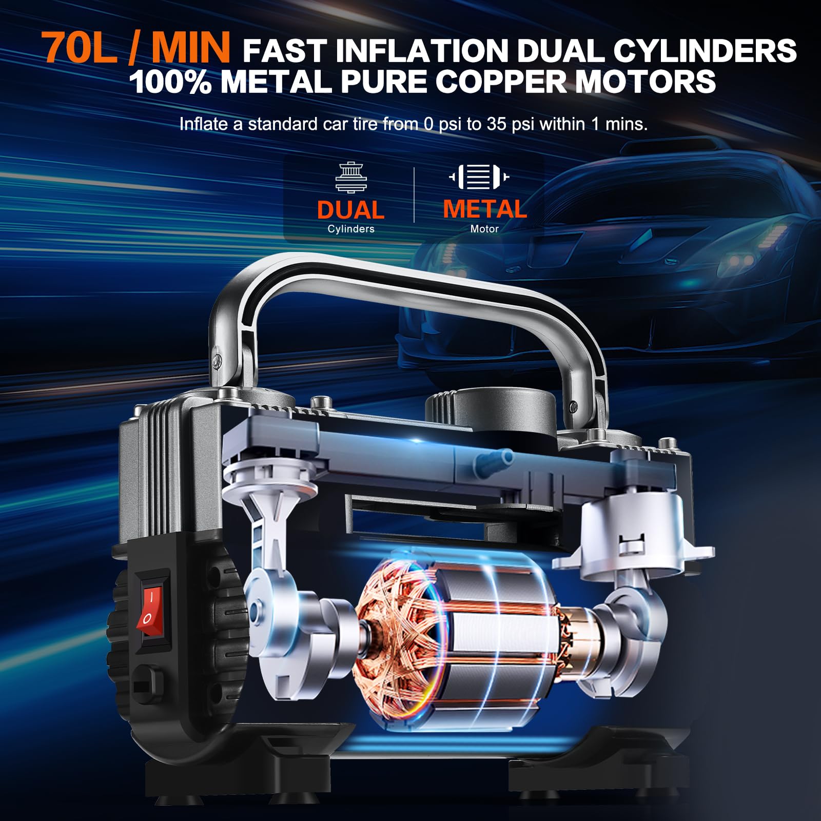 GSPSCN inflator attached to SUV tire providing quick roadside inflation