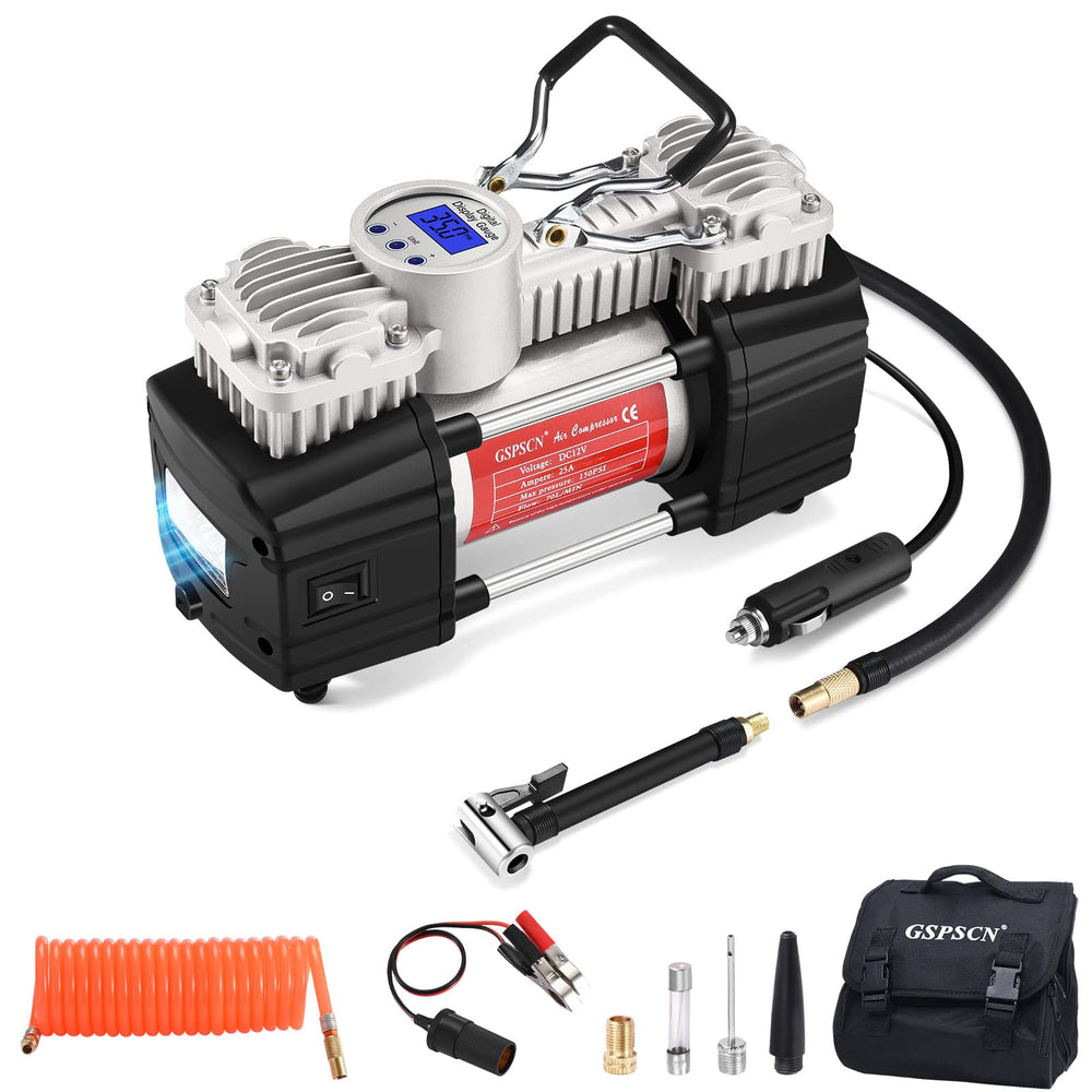 GSPSCN inflator front view showing compact heavy-duty body and carry benefit