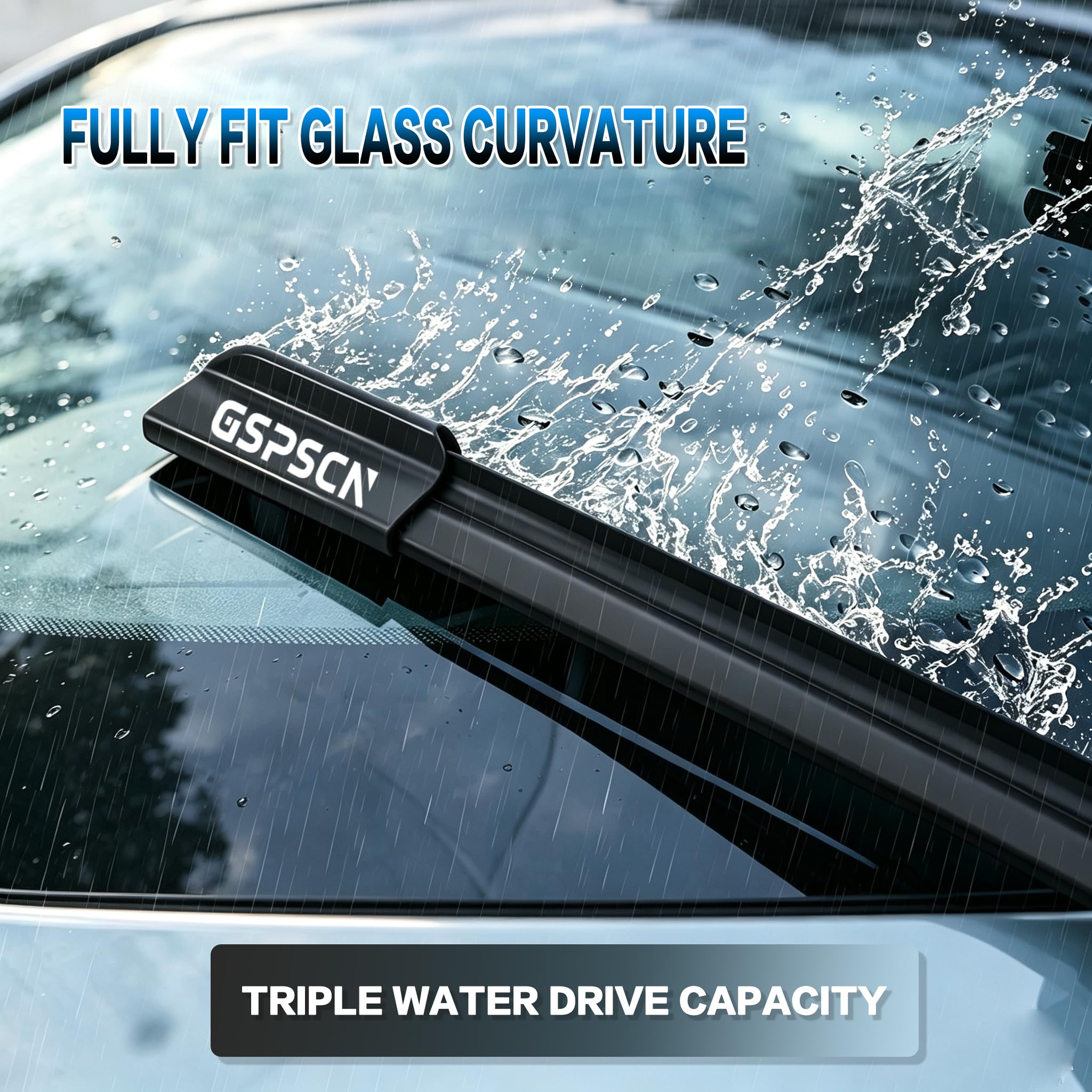 GSPSCN blades installed on a car windshield for improved visibility while driving