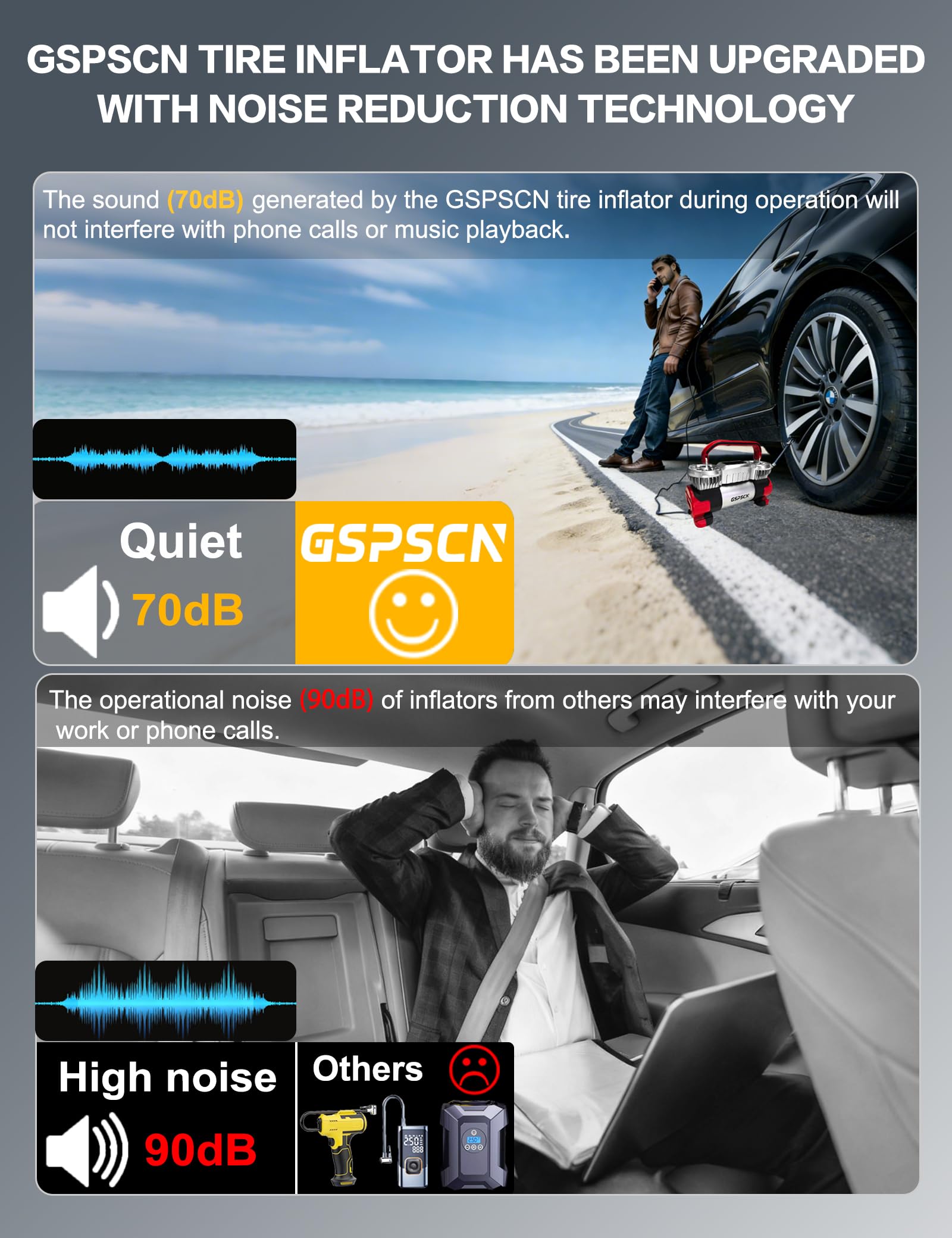 GSPSCN built-in LED flashlight illuminating tire valve for night-time emergencies