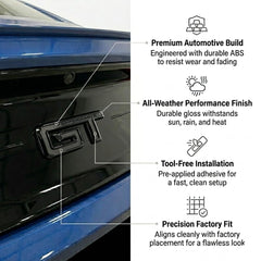 Generic GT badge installed on Mustang rear decklid demonstrating blackout benefit