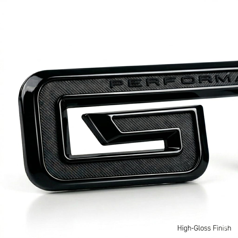 Generic GT badge next to ruler scale comparison showing precise factory sizing
