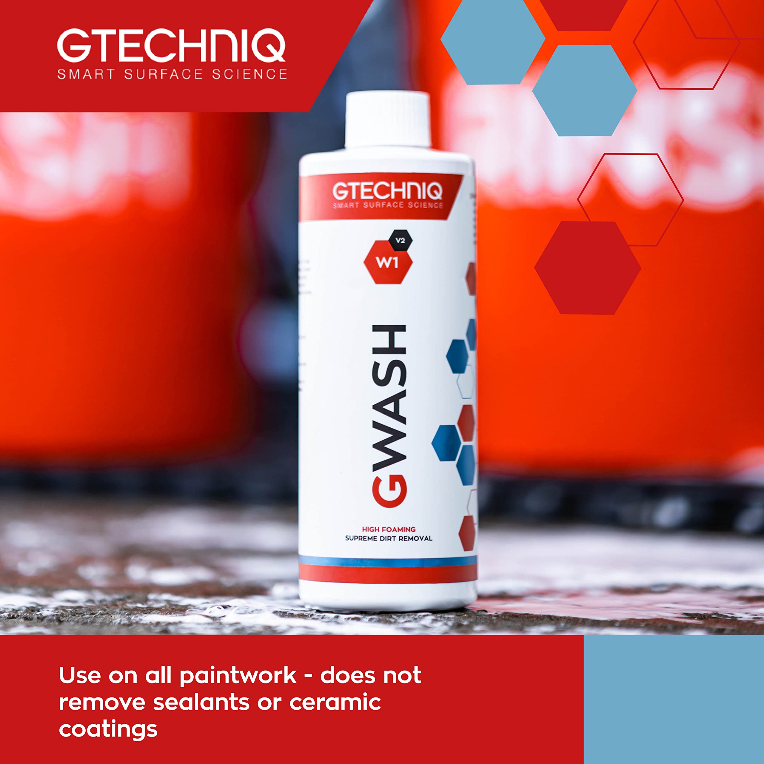 Gtechniq Auto W1 used in bucket wash setup illustrating low-scratch, high-foam washing
