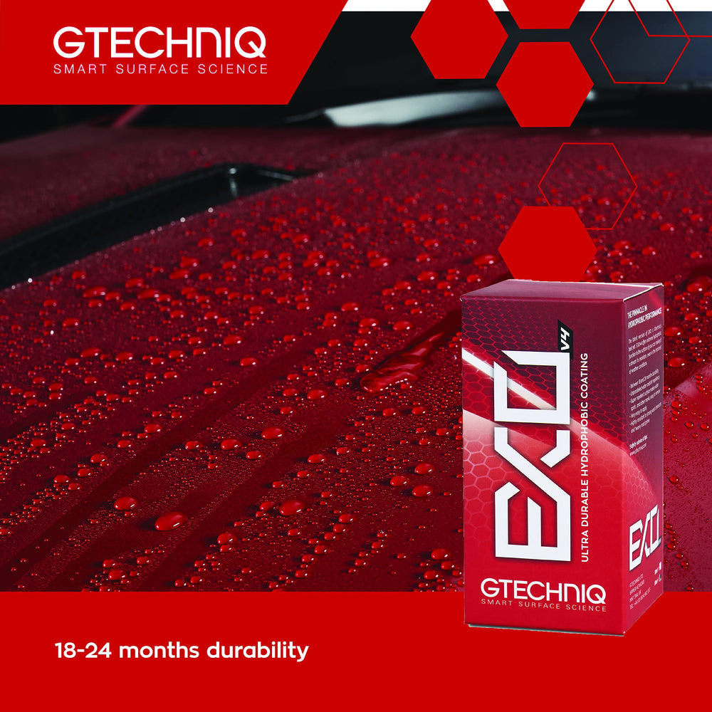Gtechniq EXOv5 dispensing drop from bottle ready for precise application and economy