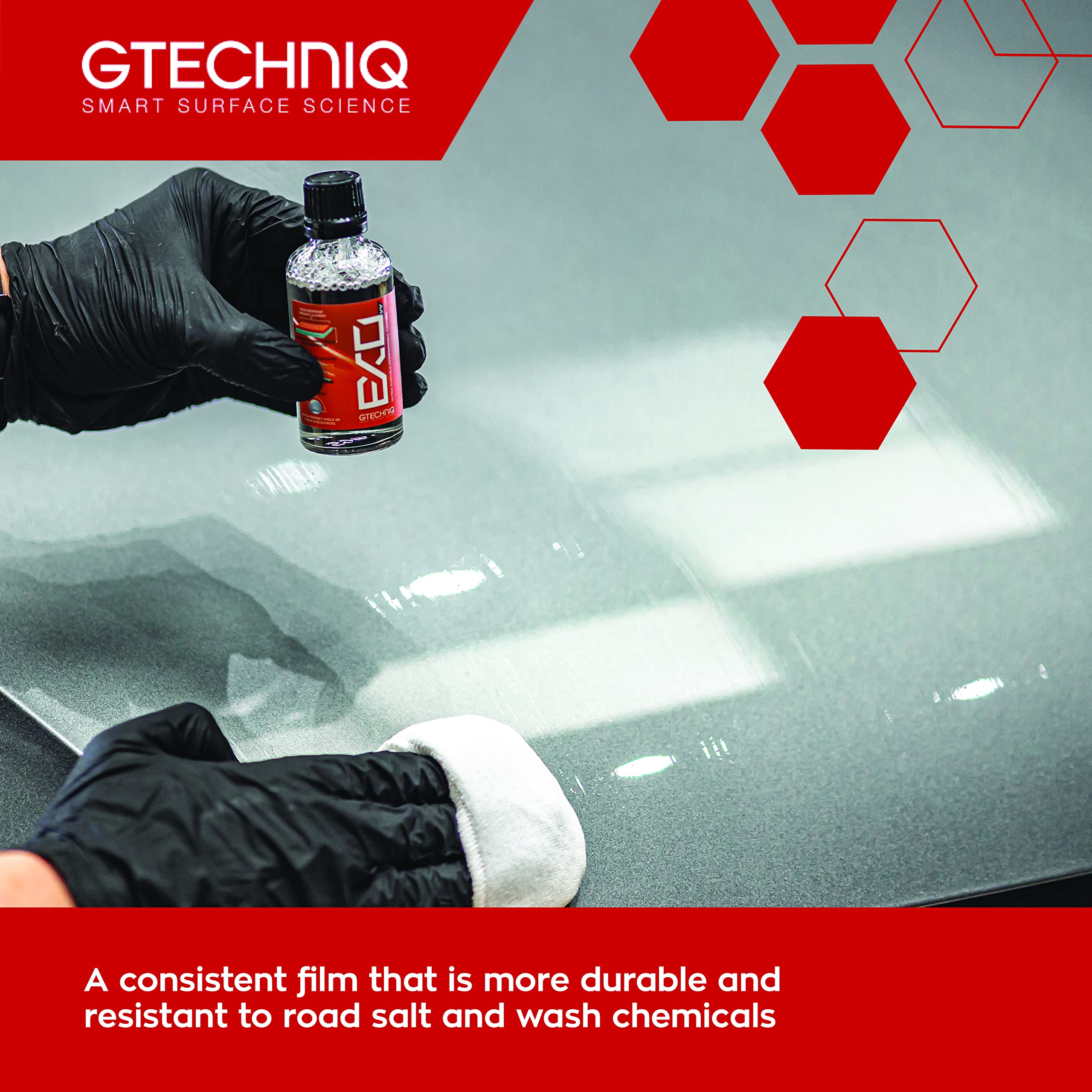 Gtechniq EXOv5 texture sheen close-up showing slick finish and enhanced shine