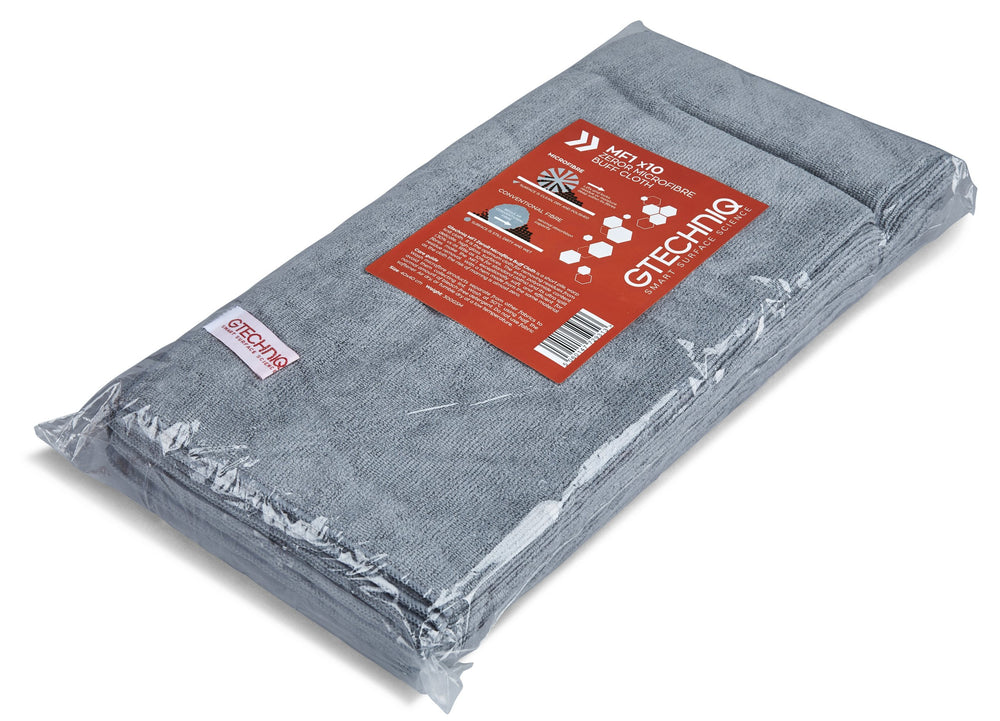 Gtechniq MF1 folded front view showing clean packaging and soft cloth benefit