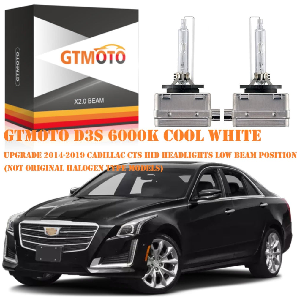 GTMOTO bulbs in Cadillac XTS on a night road demonstrating improved visibility