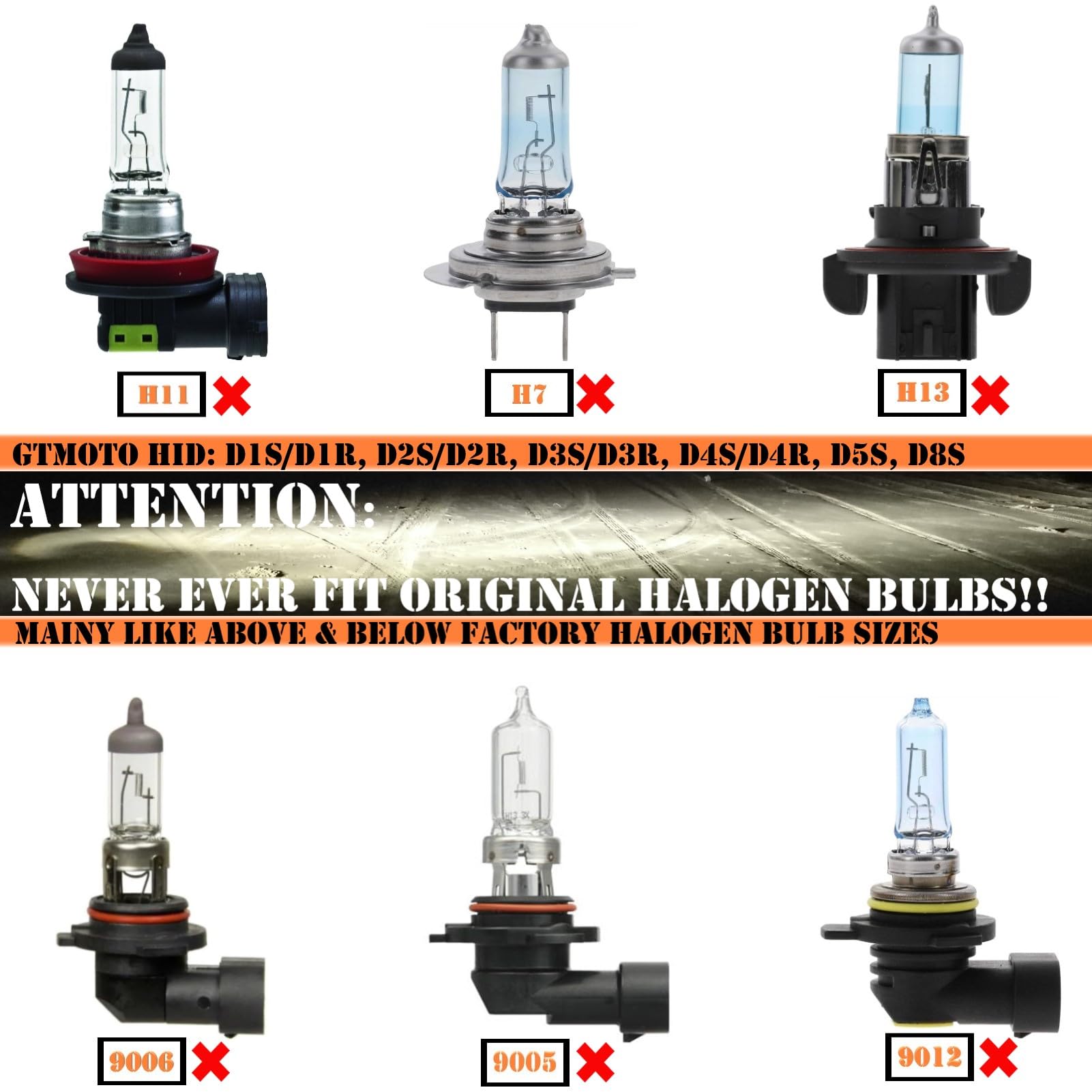 GTMOTO headlights on car at night showing brighter, whiter road illumination