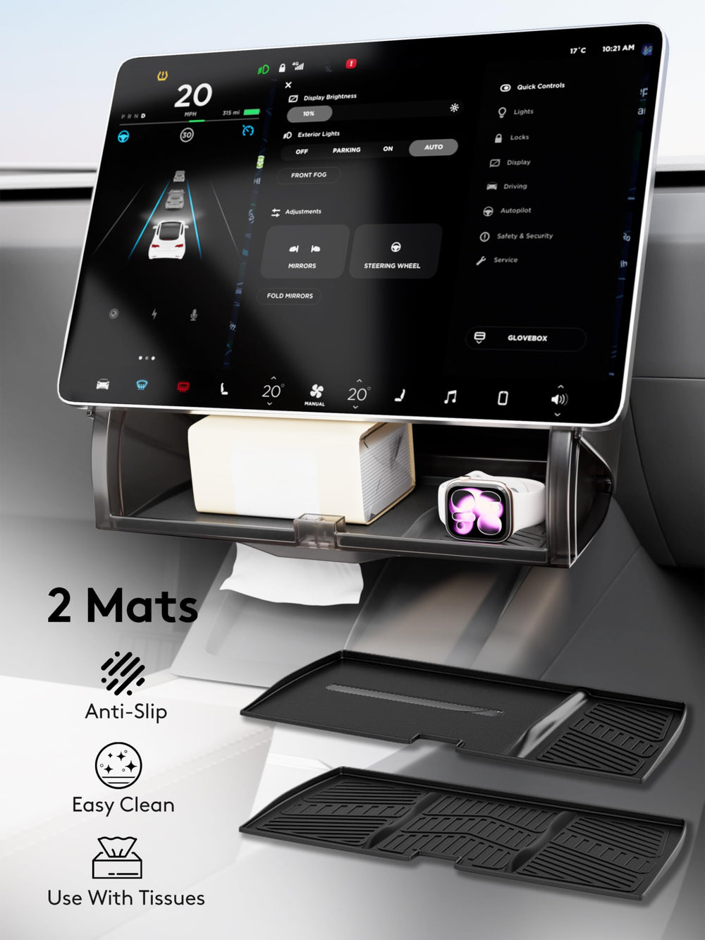 Guaiblue size comparison with smartphone illustrating compact, space-saving design