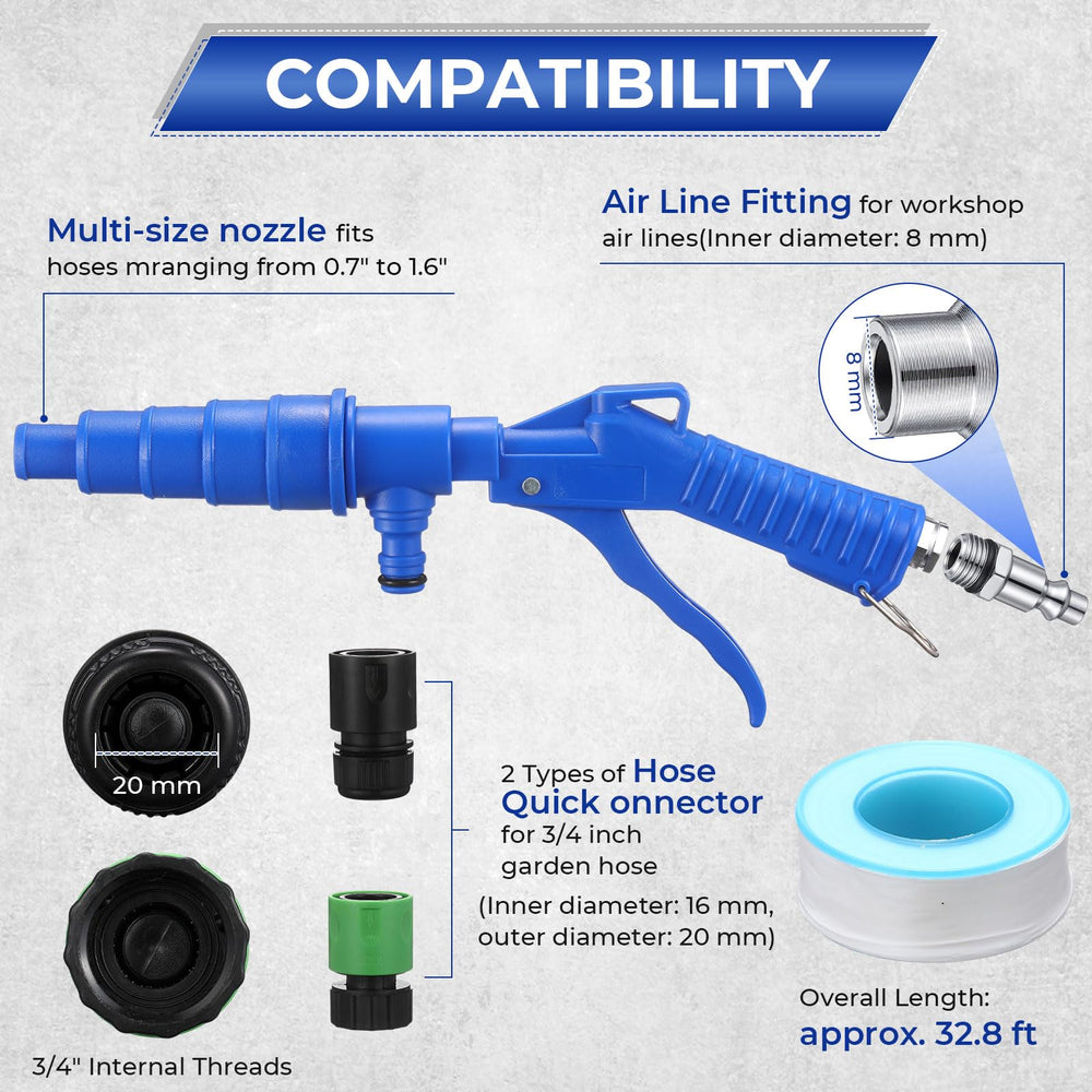 Gulfmew stepped nozzle close-up showing multiple hose fit benefit