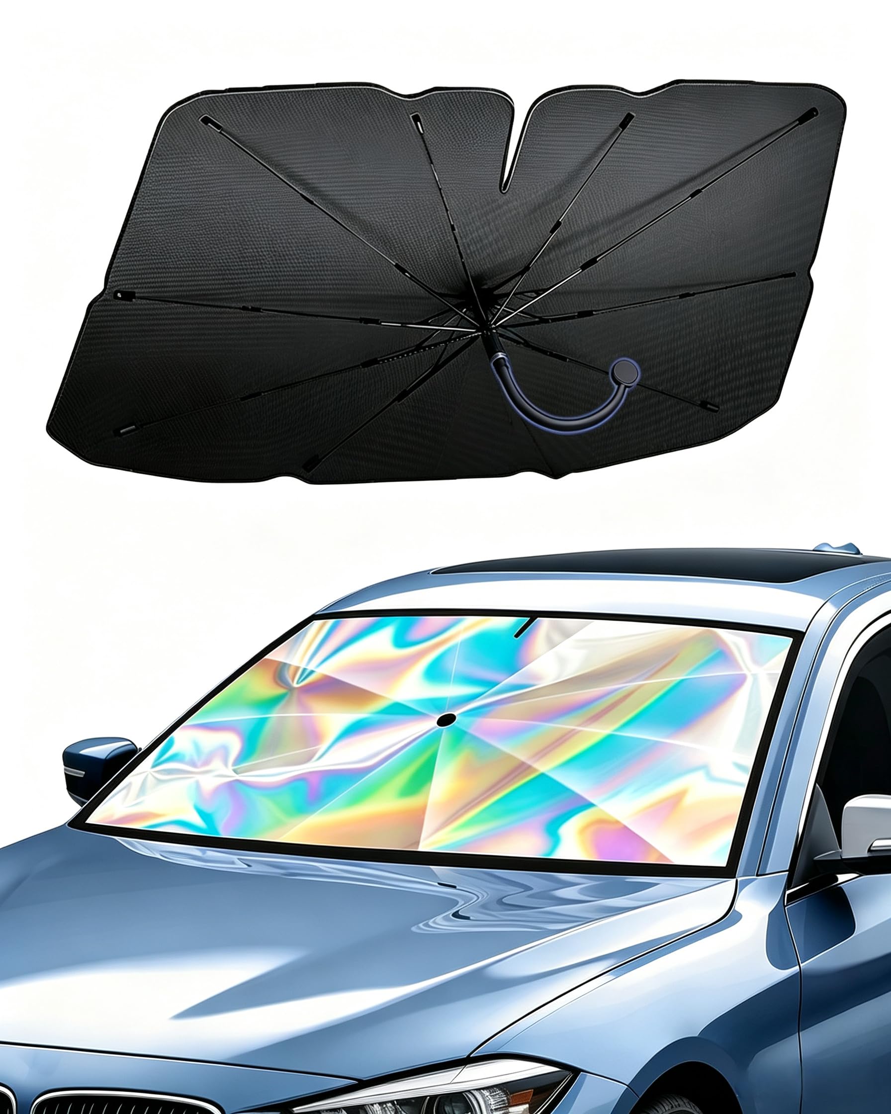 Gumnay front view packaged sun shade showing sizing and branding benefit protection