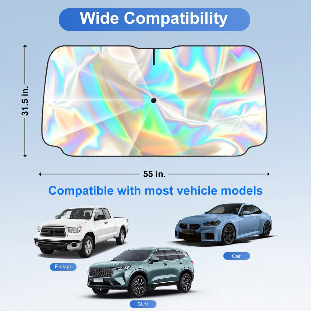 Gumnay open inside windshield demonstrating full coverage and heat reduction
