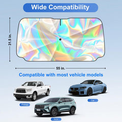 Gumnay open inside windshield demonstrating full coverage and heat reduction