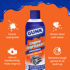 Gunk foam texture on metal showing powerful grease penetration and lift