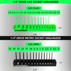 GURADESIGN 1/4" drive tray loaded with sockets for quick access
