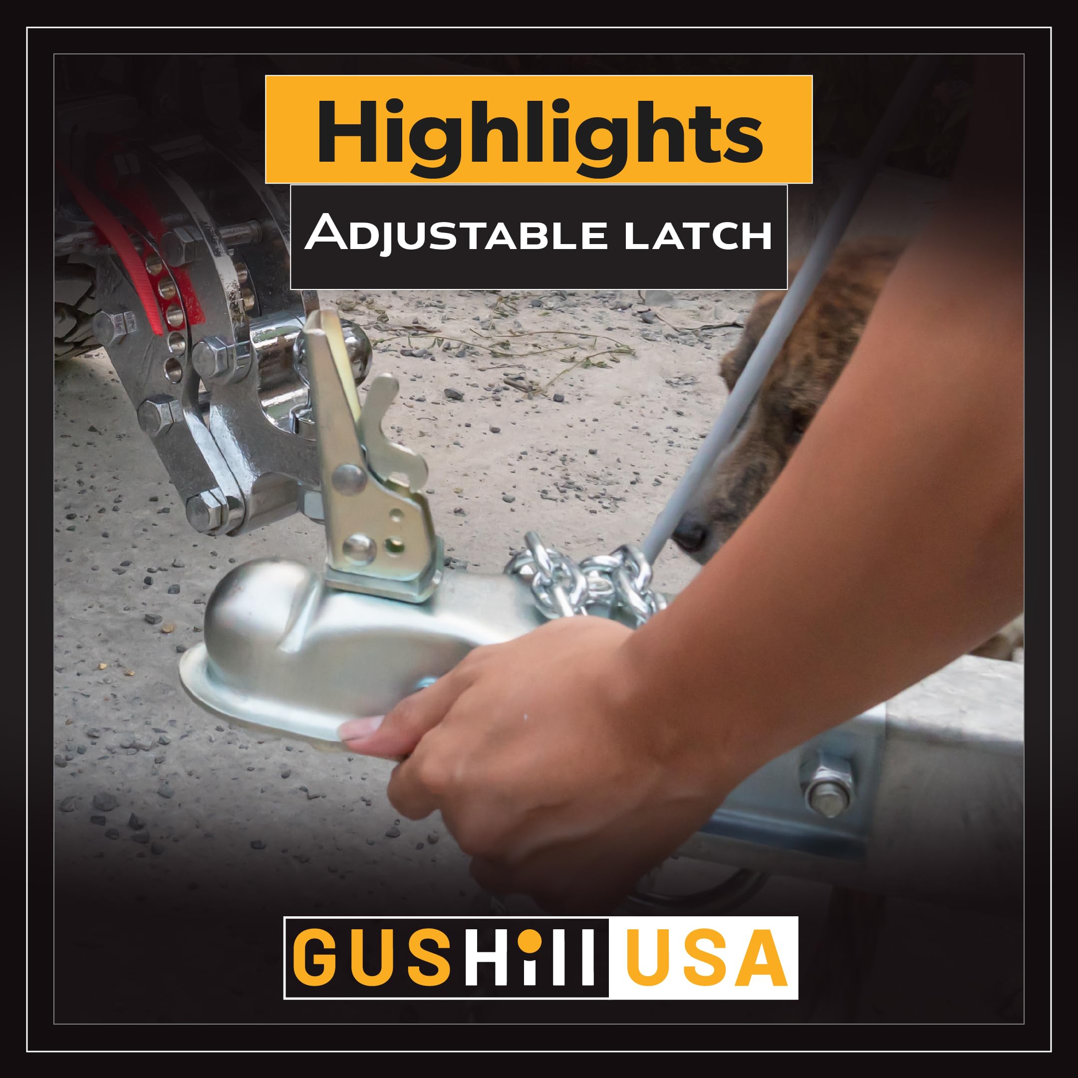 GusHill trailer connected in outdoor setting showing reliable towing performance