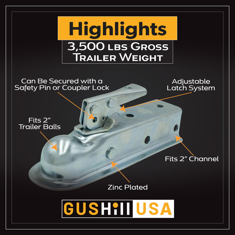 GusHill next to a 2" hitch ball for easy size and compatibility comparison