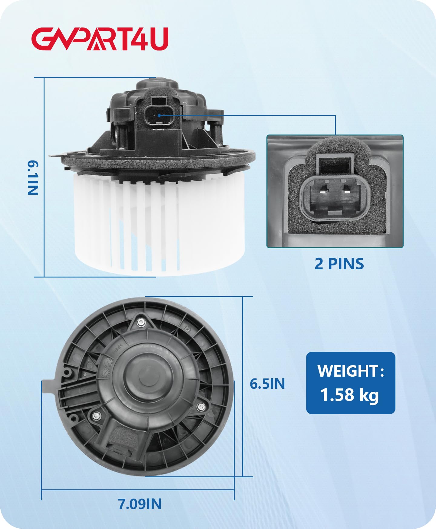 GVPART4U packaged unit with foam shims protecting the motor during shipping