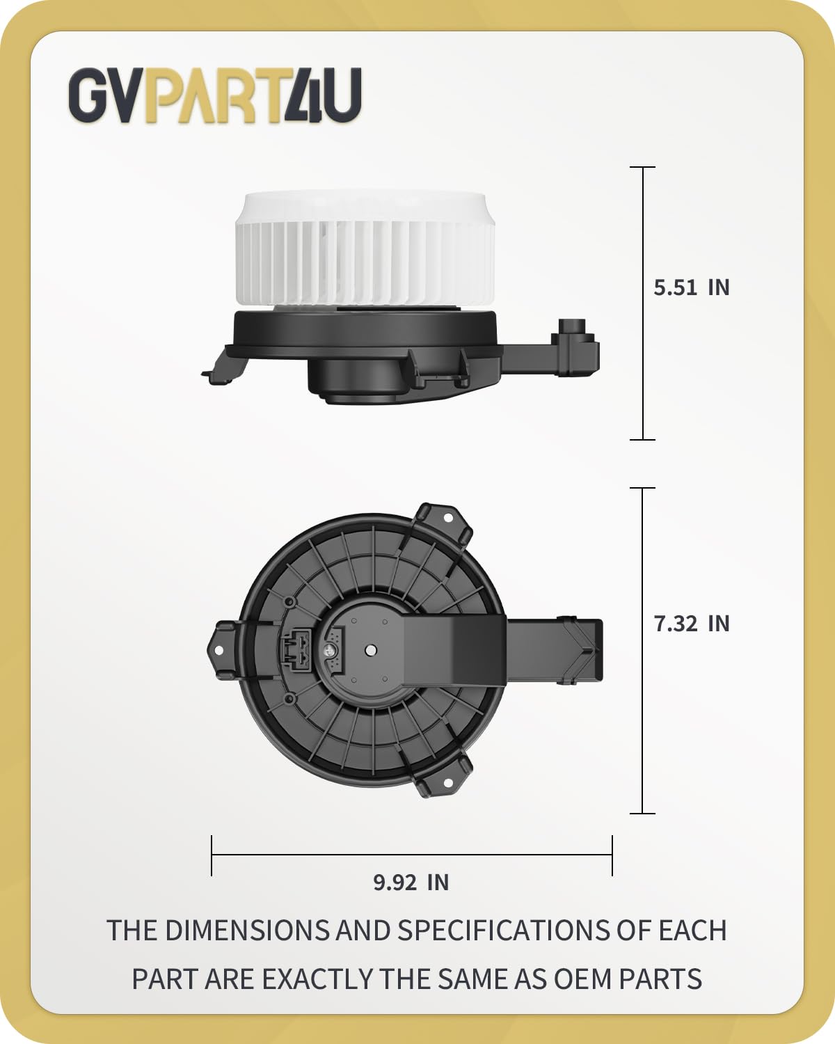 GVPART4U packaged securely with foam shims protecting the motor