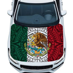 Gwaorai front view of Mexico Totem Flag hood cover showing full design and bright colors