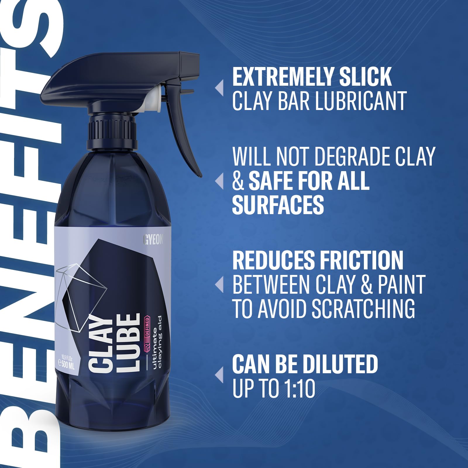 Gyeon spray action producing even mist for easy clay lubrication and control