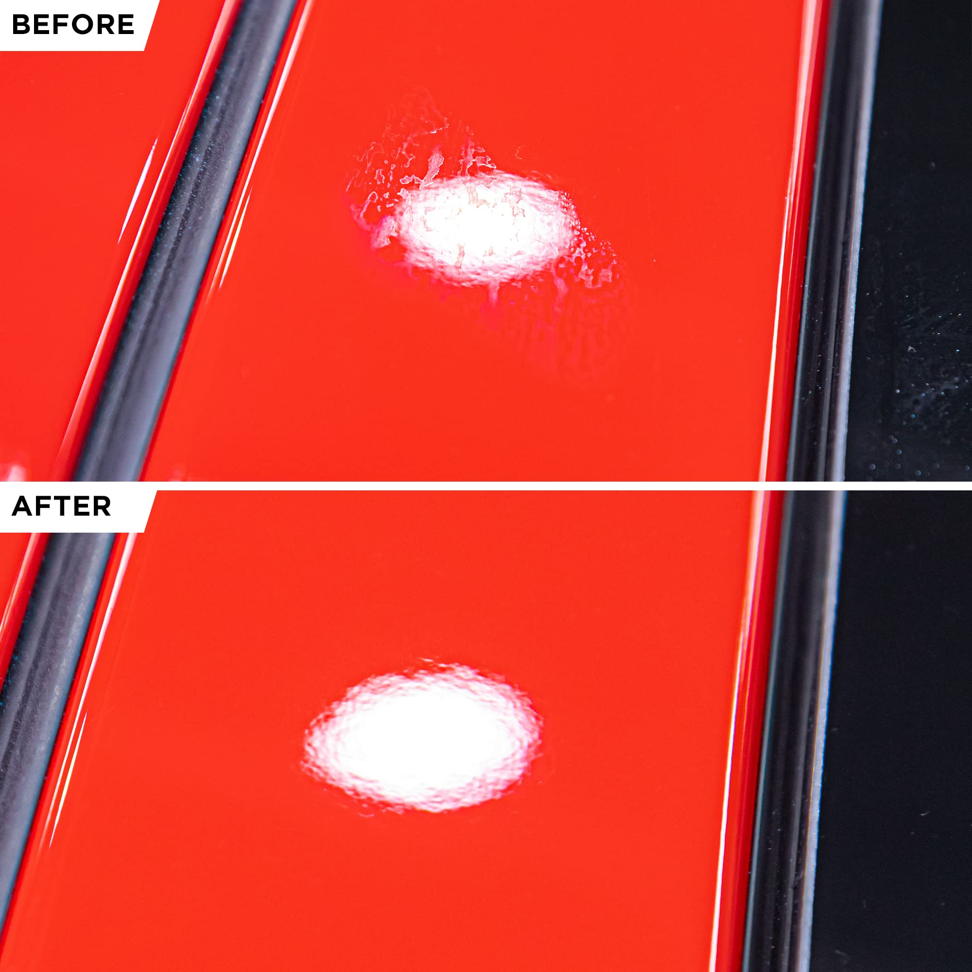 Gyeon cleaning car glass revealing clearer visibility and removed water spots