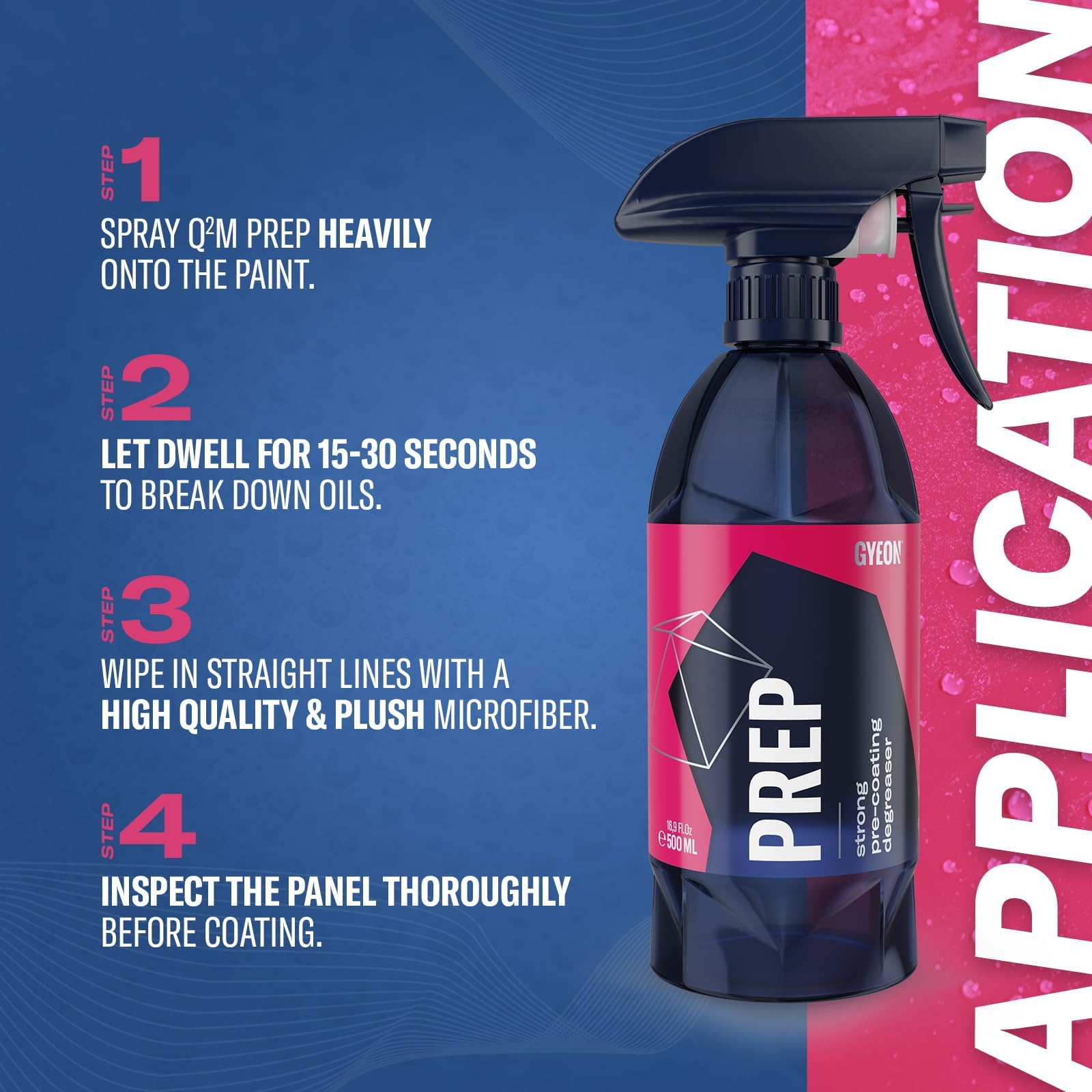 Gyeon Prep bottle next to microfiber towel for accurate dosing benefit