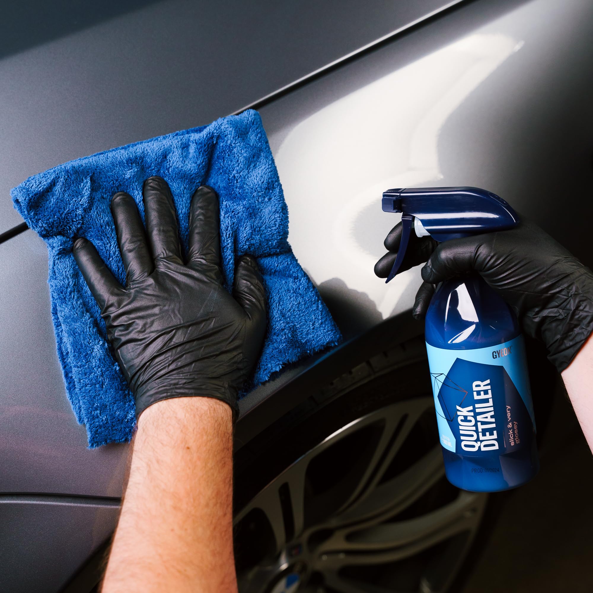 Gyeon used on glass wheel and trim delivering uniform protection