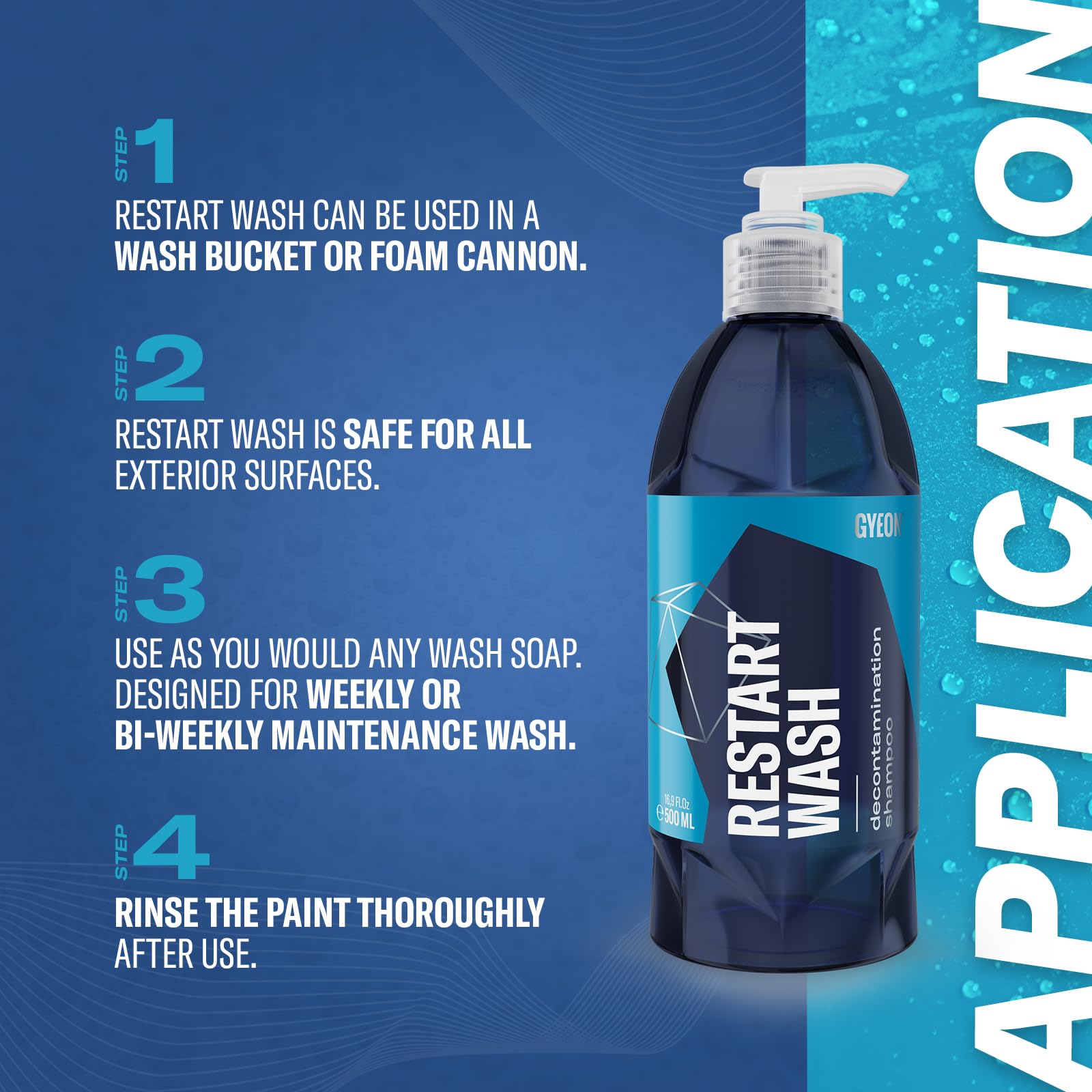 Gyeon Restart Wash producing thick foam from a foam cannon for gentle cleaning