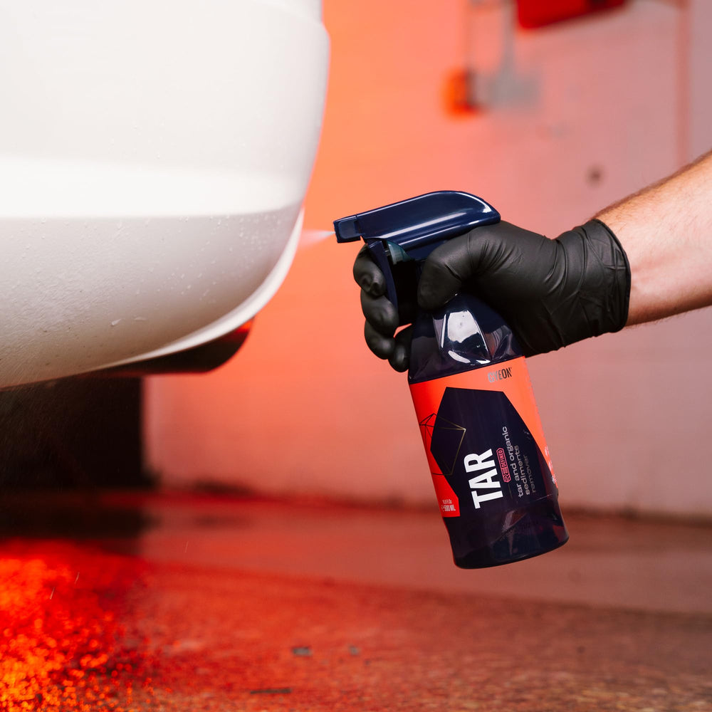 Gyeon tar remover wiped away sticky tar revealing clean paint surface
