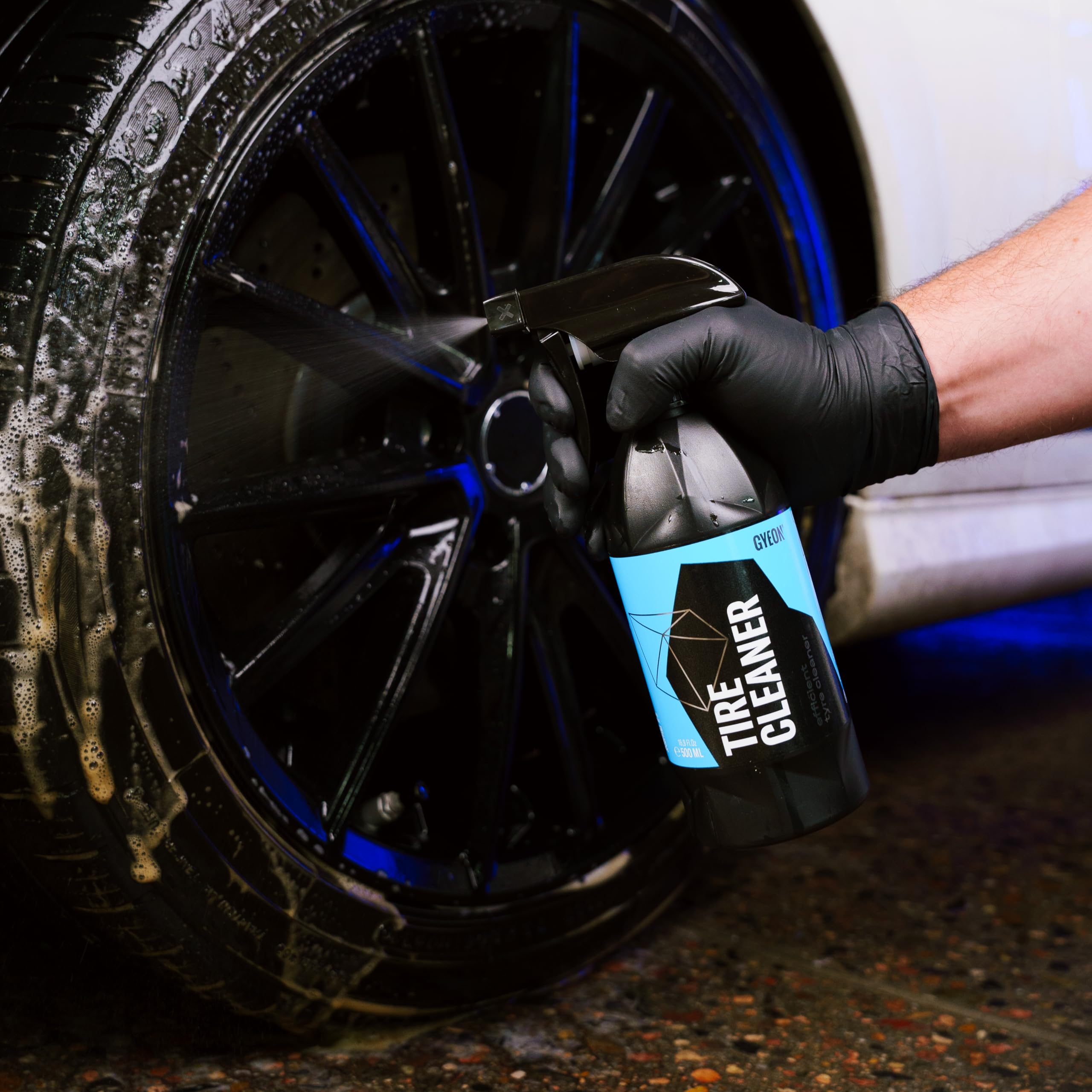 Gyeon used with detailing brush to lift grime and restore rubber texture