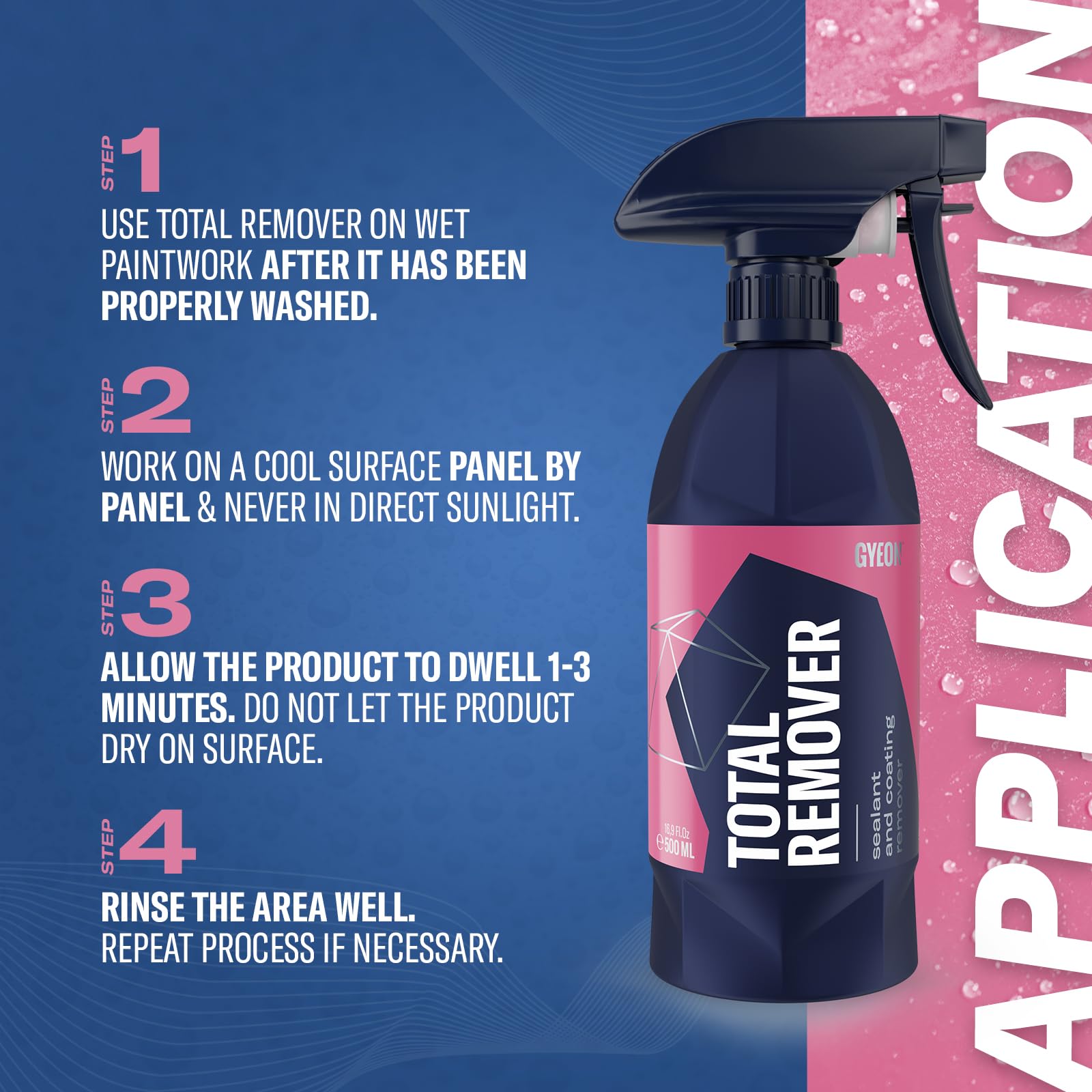Gyeon TotalRemover applied with mitt showing even coverage and efficient prep benefit
