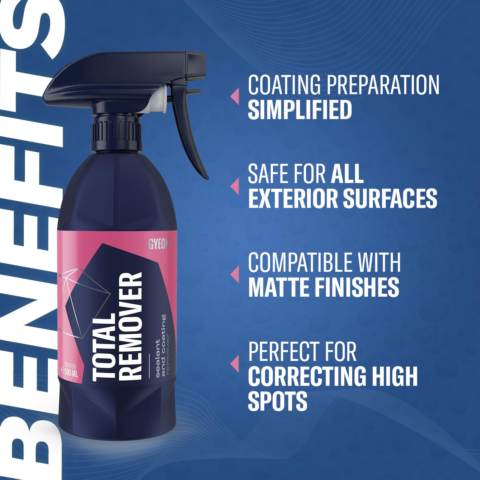 Gyeon TotalRemover label close-up highlighting usage instructions and safety benefit