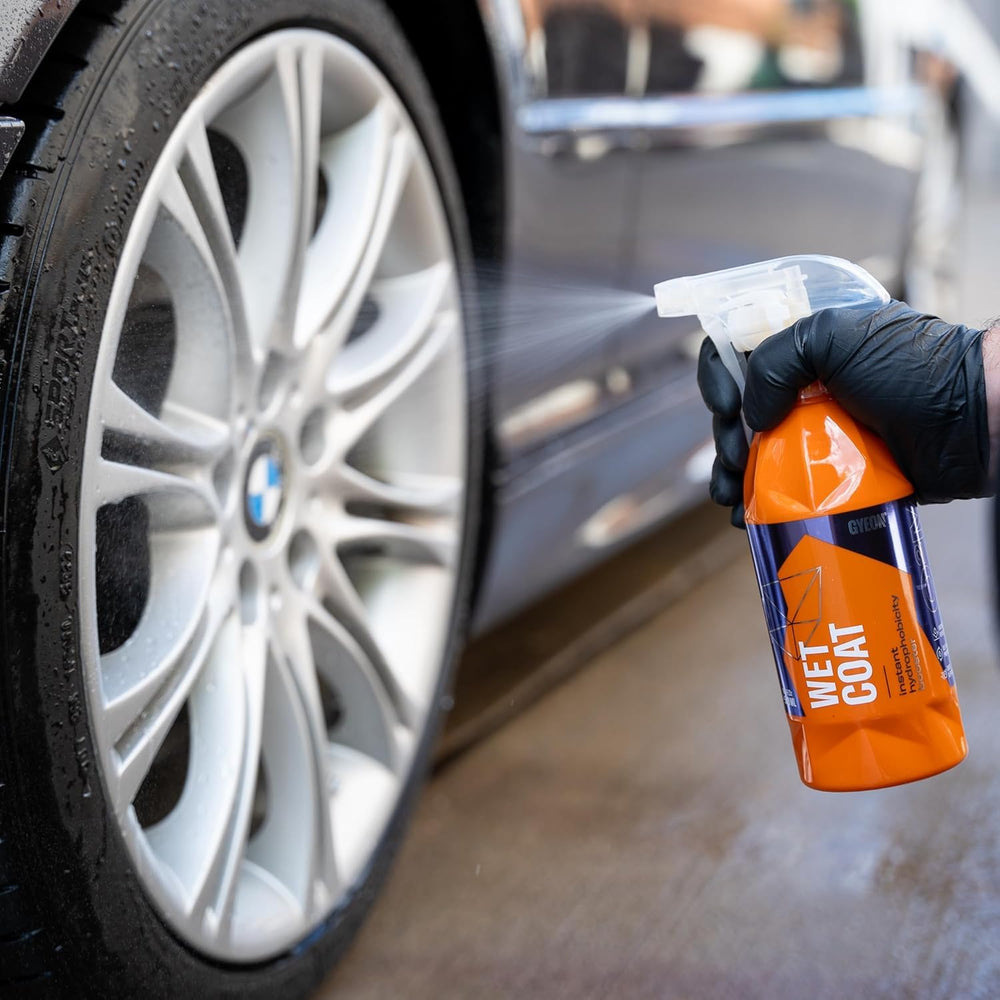 GYEON wet coat glossy paint finish after wash showing enhanced shine and beading