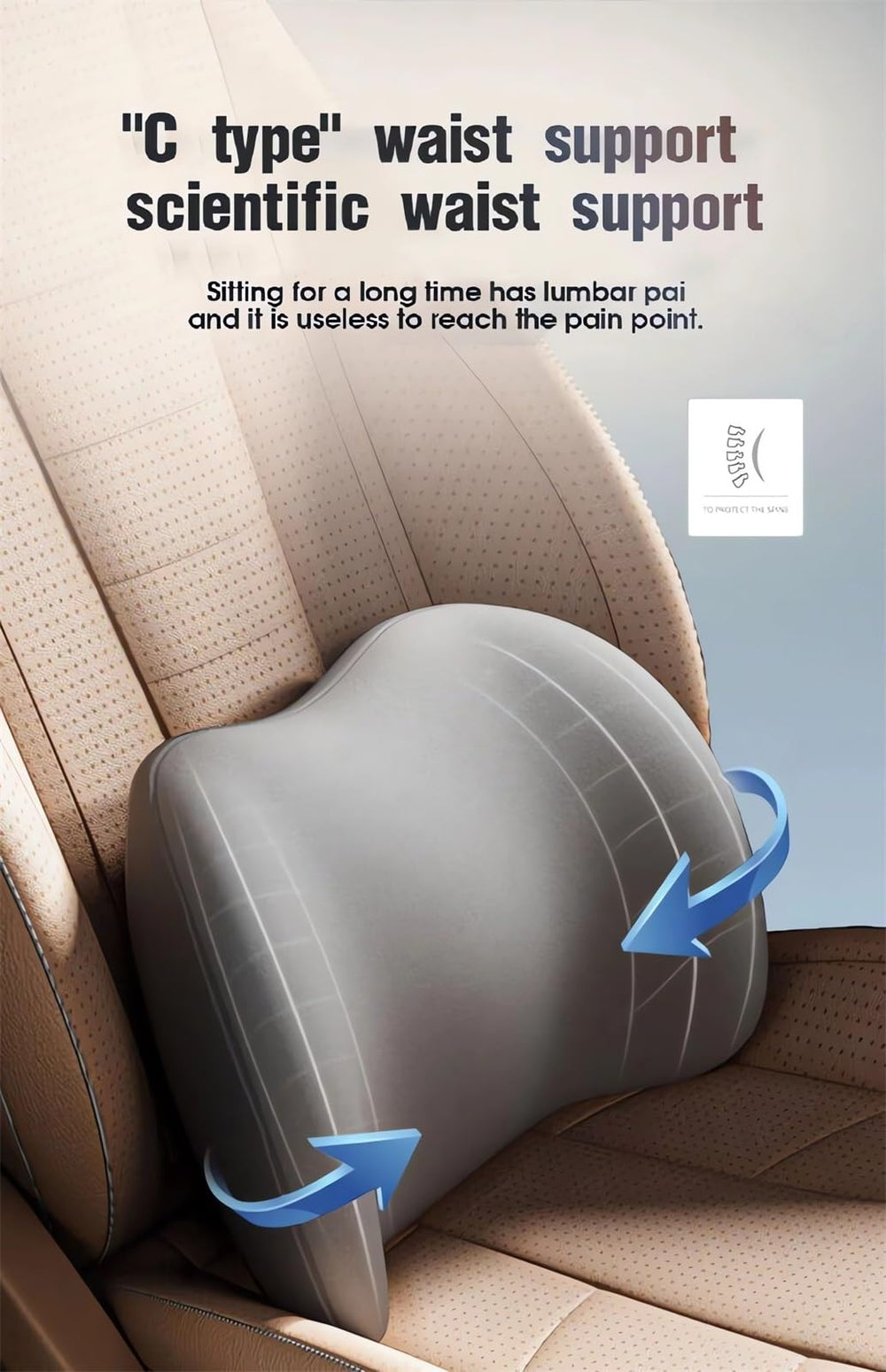 GYLCTOM installed on car seat demonstrating improved head and neck alignment while driving