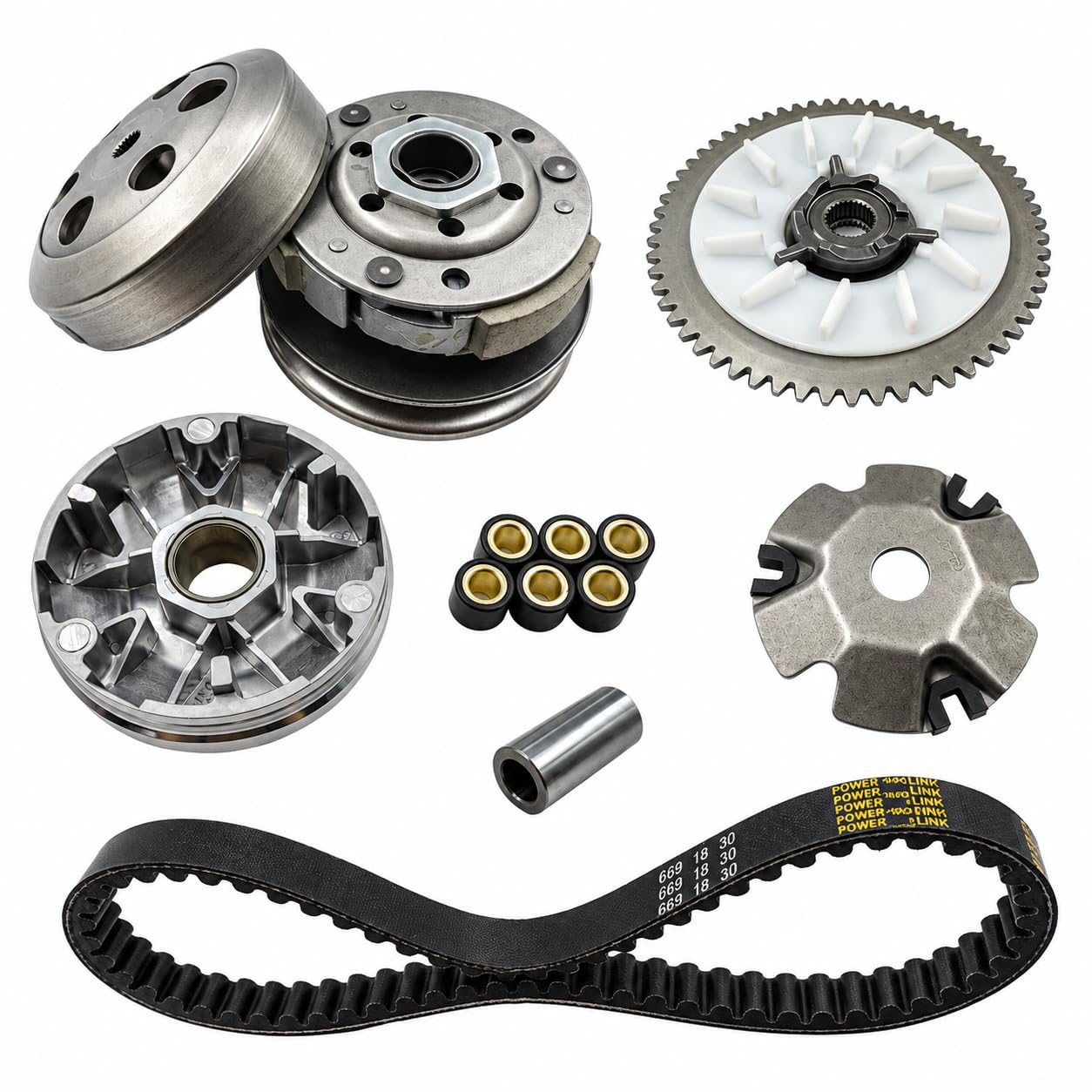 GYMMEDS front packaging showing complete GY6 clutch kit and components benefits
