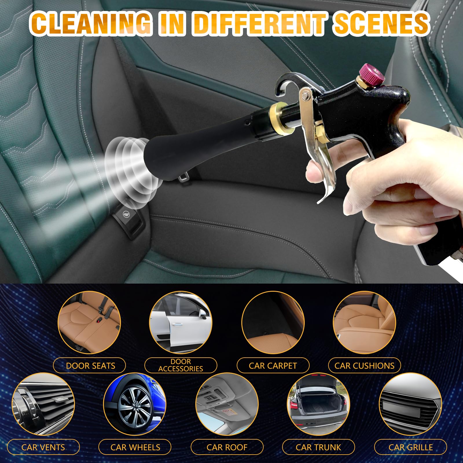 GZ-KJM cleaning car vent in use demonstrating quick dust removal benefit