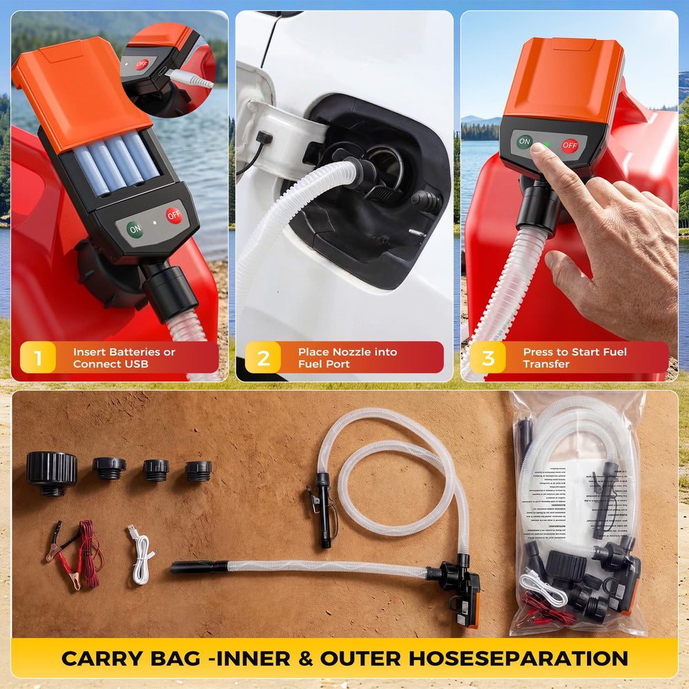Gziyso pump filling a lawn mower tank reducing heavy lifting