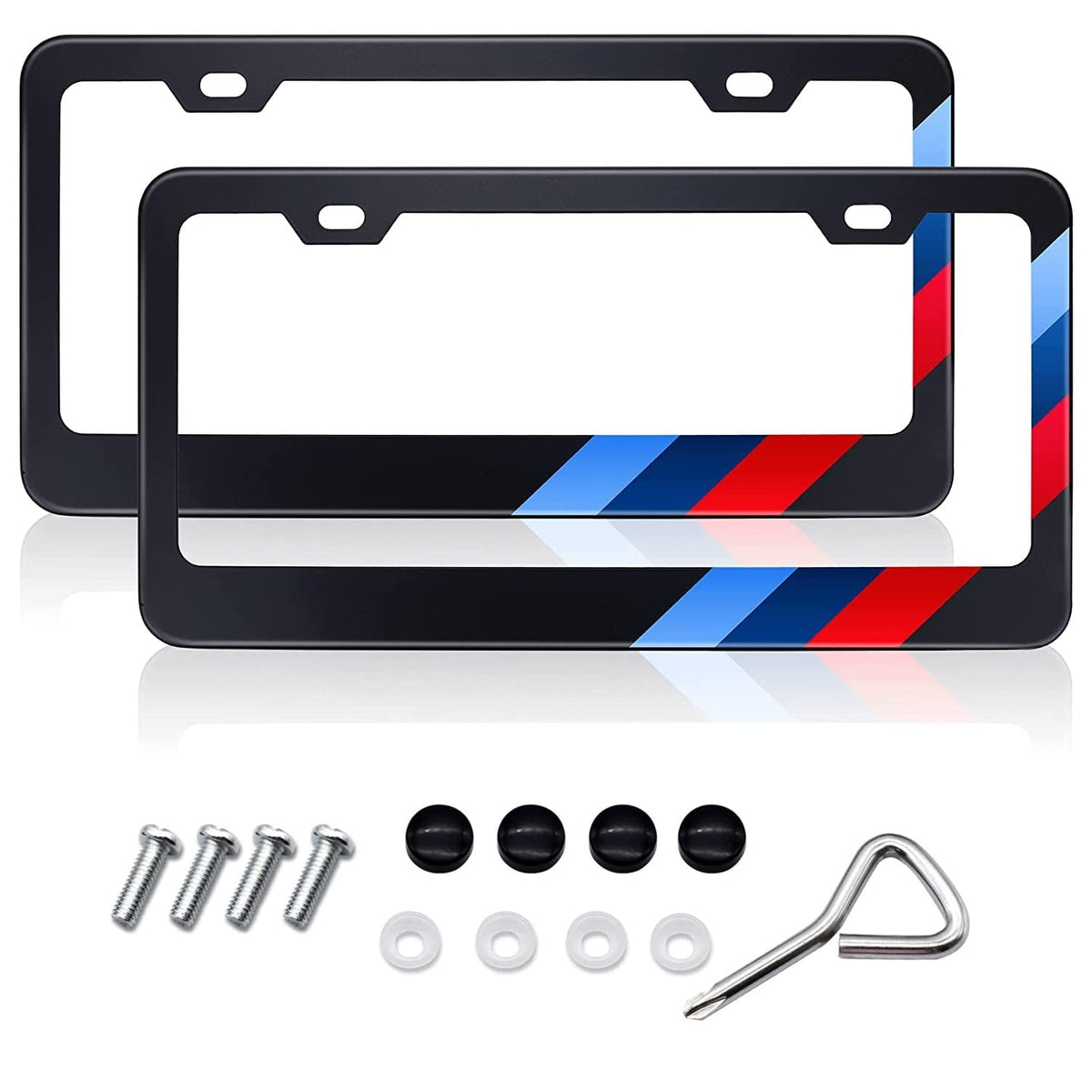 GZSH front view of license frame showing three-color finish and sleek look